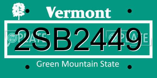 2SB2449 Vermont License Plate