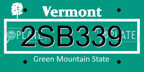 2SB339 Vermont License Plate