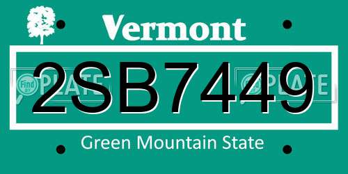 2SB7449 Vermont License Plate