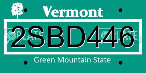 2SBD446 Vermont License Plate