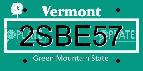 2SBE57 Vermont License Plate
