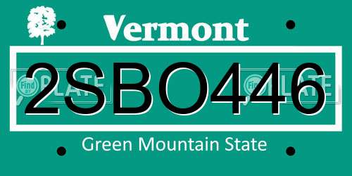 2SBO446 Vermont License Plate