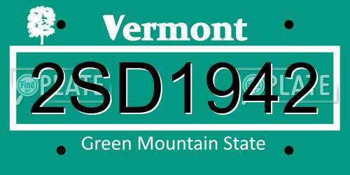 2SD1942 Vermont License Plate