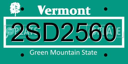 2SD2560 Vermont License Plate