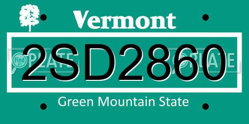 2SD2860 Vermont License Plate