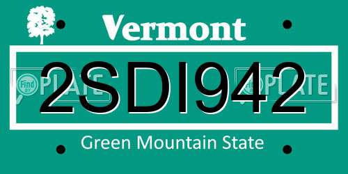 2SDI942 Vermont License Plate