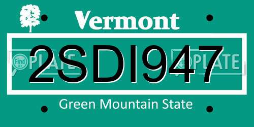 2SDI947 Vermont License Plate