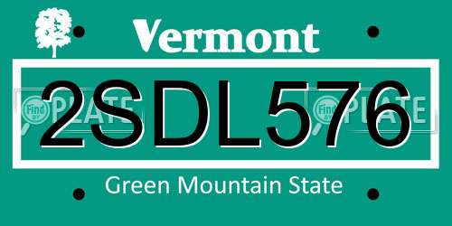 2SDL576 Vermont License Plate