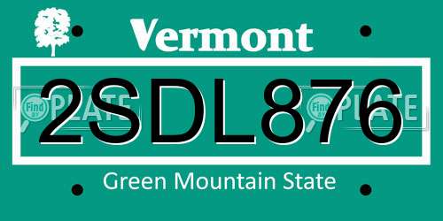 2SDL876 Vermont License Plate