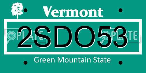 2SDO53 Vermont License Plate