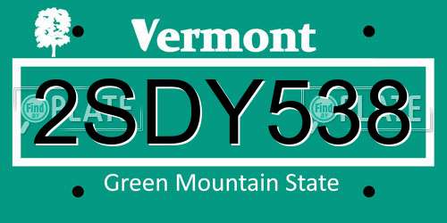 2SDY538 Vermont License Plate