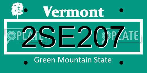2SE207 Vermont License Plate