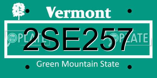 2SE257 Vermont License Plate