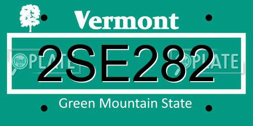 2SE282 Vermont License Plate