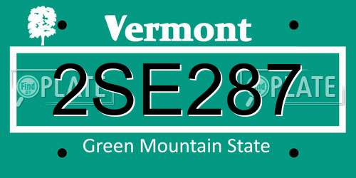 2SE287 Vermont License Plate
