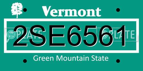 2SE6561 Vermont License Plate