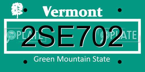 2SE702 Vermont License Plate