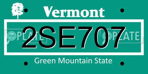 2SE707 Vermont License Plate