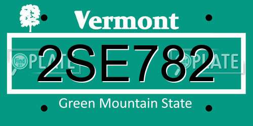 2SE782 Vermont License Plate