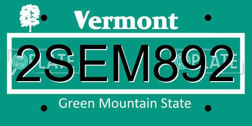 2SEM892 Vermont License Plate