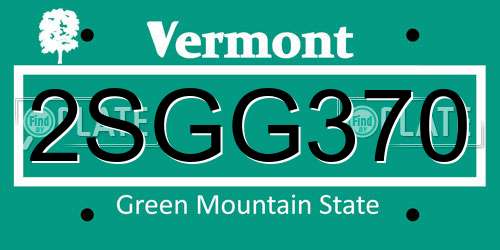 2SGG370 Vermont License Plate