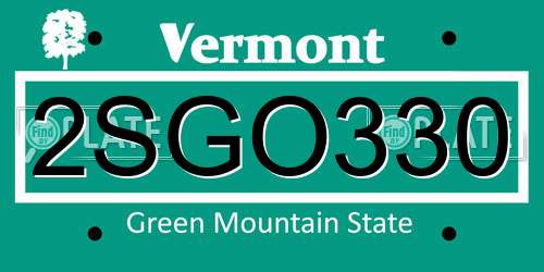 2SGO330 Vermont License Plate