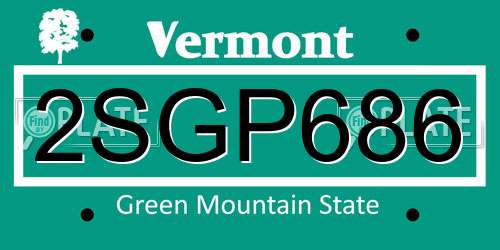 2SGP686 Vermont License Plate