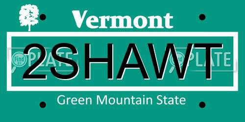 2SHAWT Vermont License Plate