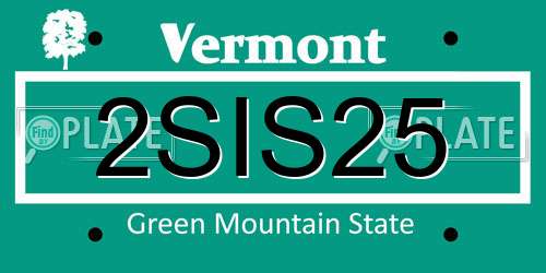 2SIS25 Vermont License Plate