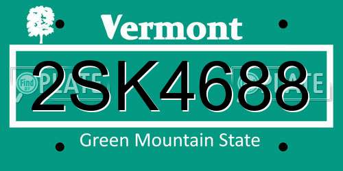 2SK4688 Vermont License Plate