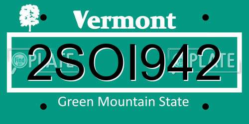 2SOI942 Vermont License Plate