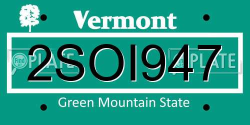 2SOI947 Vermont License Plate