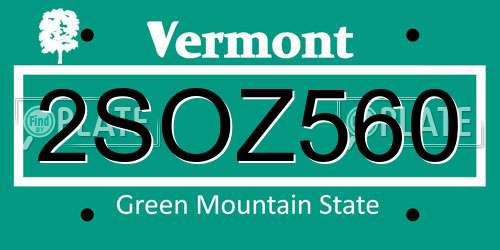 2SOZ560 Vermont License Plate