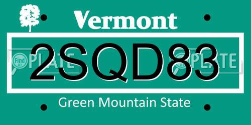 2SQD83 Vermont License Plate