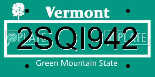 2SQI942 Vermont License Plate