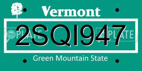 2SQI947 Vermont License Plate