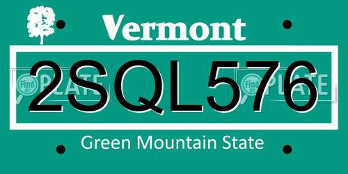 2SQL576 Vermont License Plate