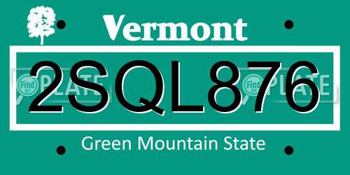 2SQL876 Vermont License Plate