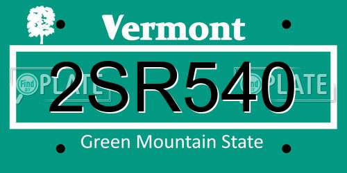 2SR540 Vermont License Plate