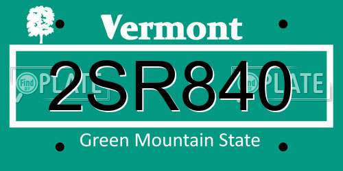 2SR840 Vermont License Plate