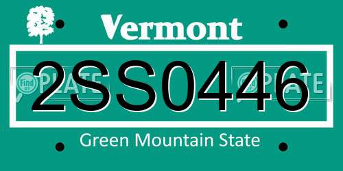 2SS0446 Vermont License Plate