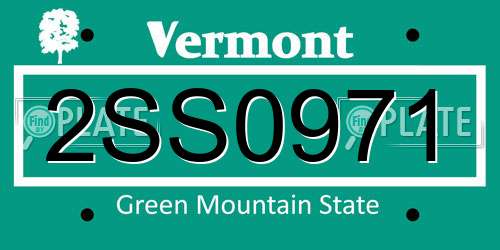 2SS0971 Vermont License Plate