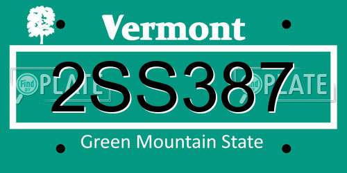 2SS387 Vermont License Plate