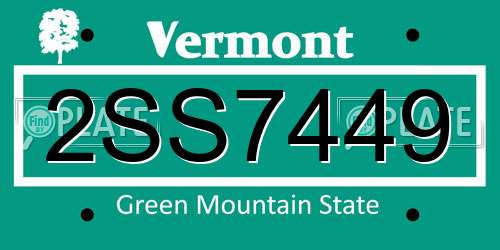 2SS7449 Vermont License Plate