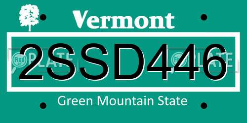 2SSD446 Vermont License Plate