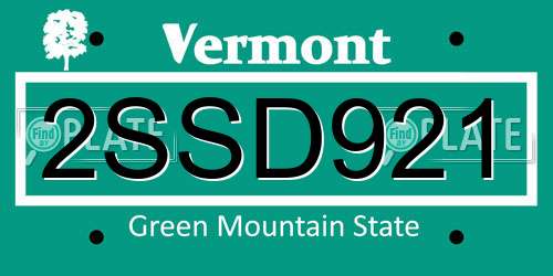 2SSD921 Vermont License Plate