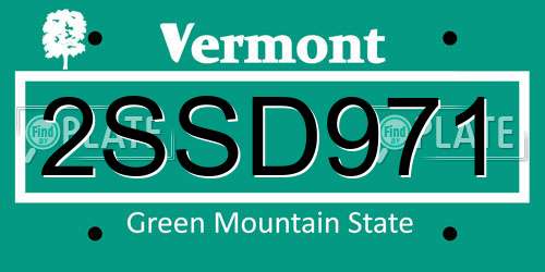 2SSD971 Vermont License Plate