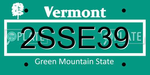 2SSE39 Vermont License Plate