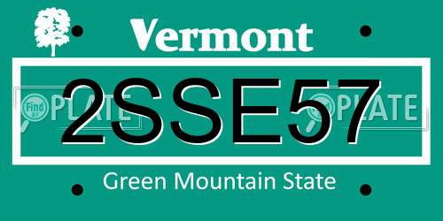 2SSE57 Vermont License Plate