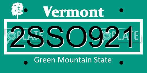 2SSO921 Vermont License Plate